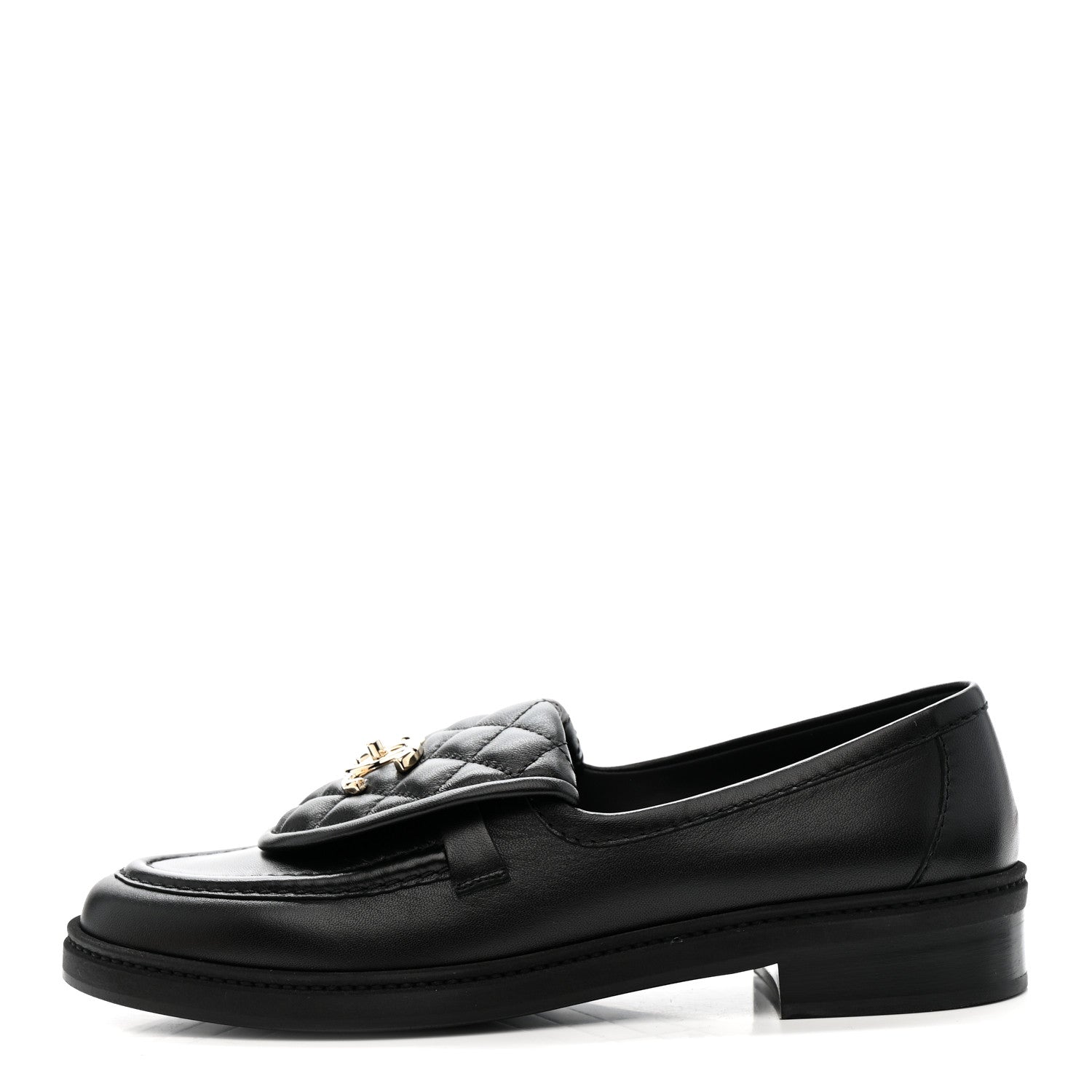 Chanel Lambskin Quilted CC Turnlock Loafers 39.5 Black