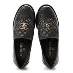 Chanel Lambskin Quilted CC Turnlock Loafers 36 Dark Brown
