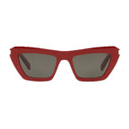 Saint Laurent Sunglasses Cat Eye Full Rim, Red Frame and Grey Lens SL467003