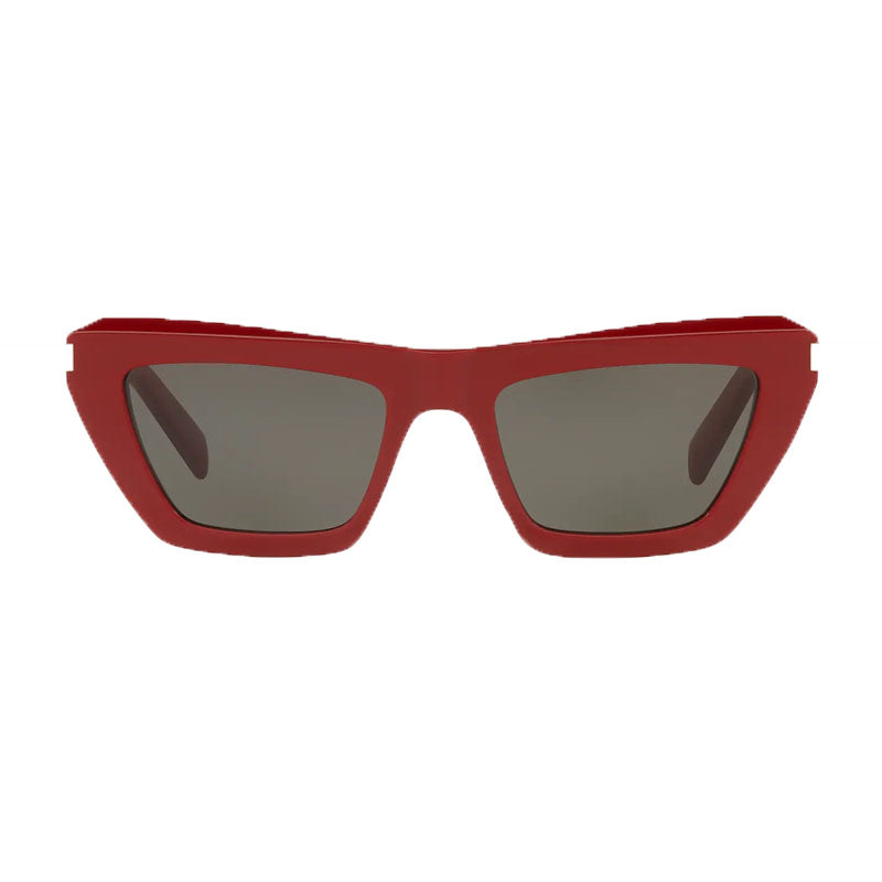 Saint Laurent Sunglasses Cat Eye Full Rim, Red Frame and Grey Lens SL467003