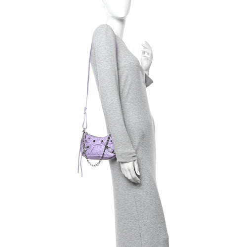 Balenciaga Agneau Arena Le Cagole Mini Purse With Chain Lilac