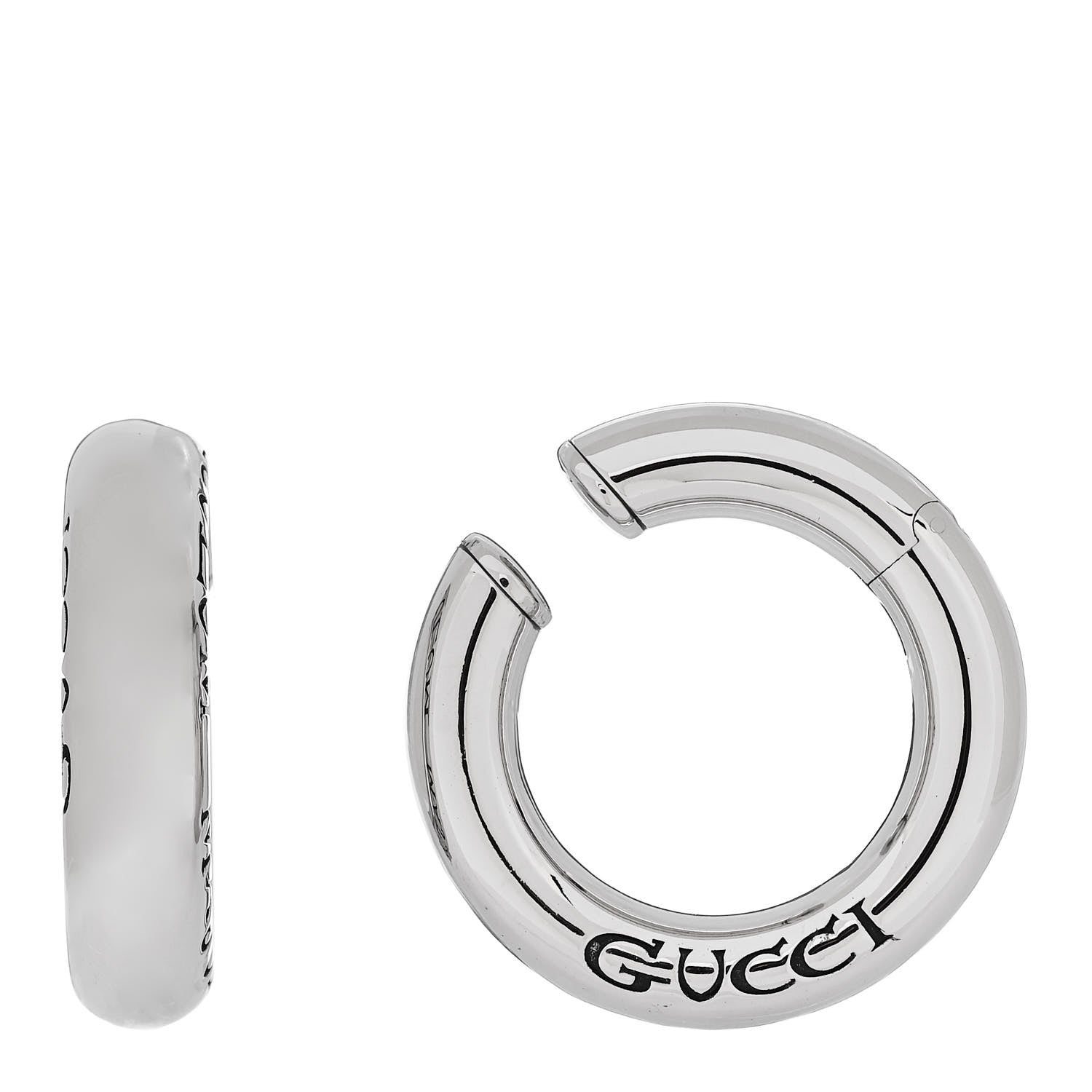 Gucci Metal Speculum Majus Cuff Earrings Silver