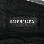 Balenciaga Recycled Sport Nylon Logo Embroidered Wheel Sling Bag Black White