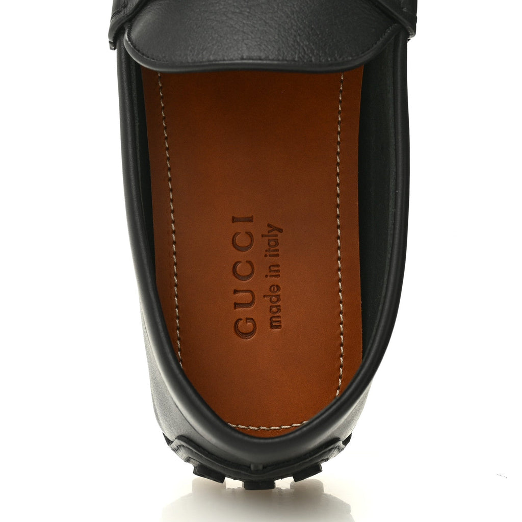 Gucci Soft Clove Calfskin Mens Horsebit Driver Loafers 9 Black
