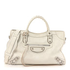 Balenciaga Chevre Silver Metallic Edge Hardware City White