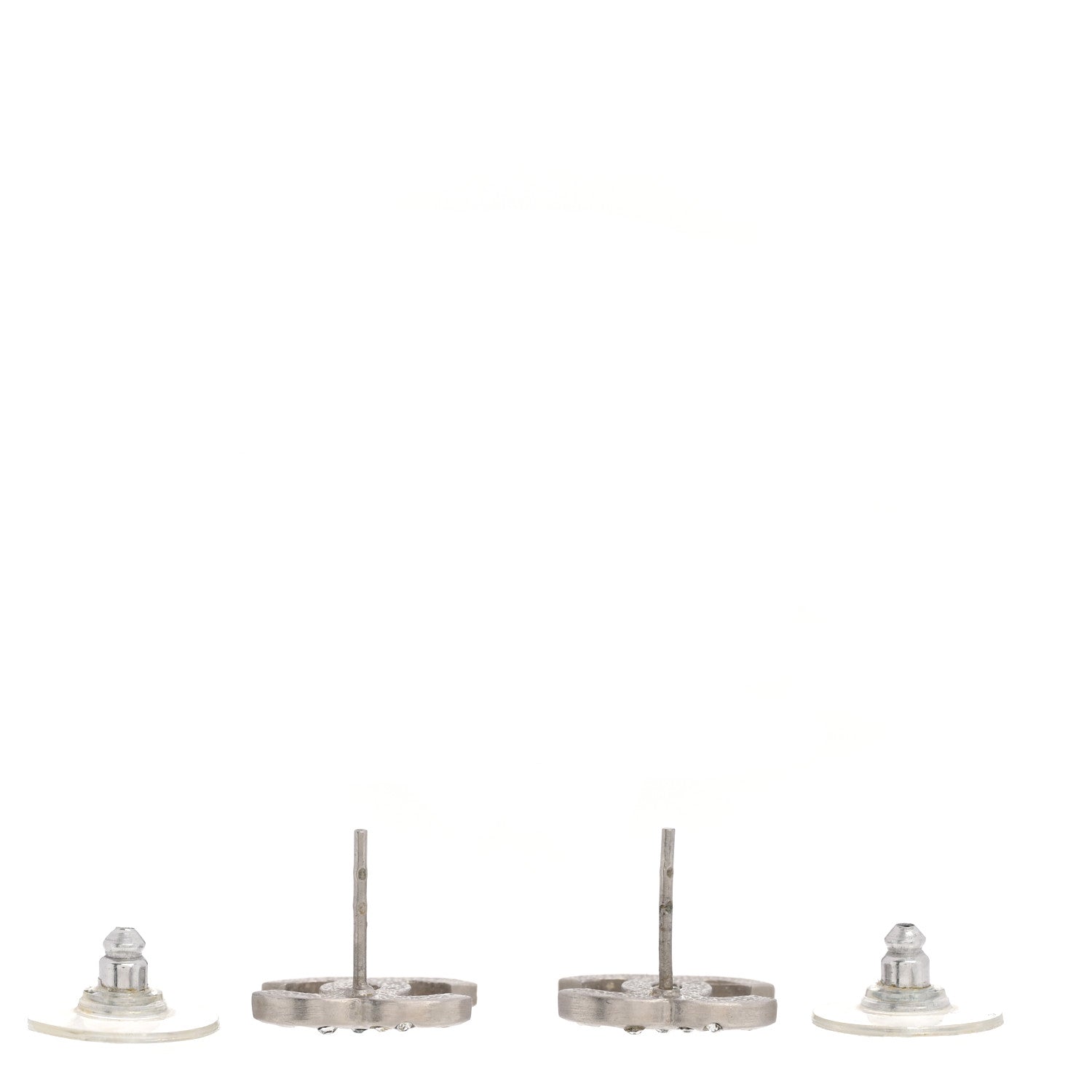 Chanel Crystal CC Earrings Silver