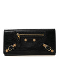 Balenciaga Agneau Giant 12 Gold Hardware Money Wallet Black
