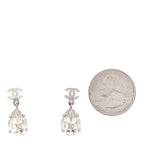 Chanel Crystal CC Tear Drop Earrings Silver