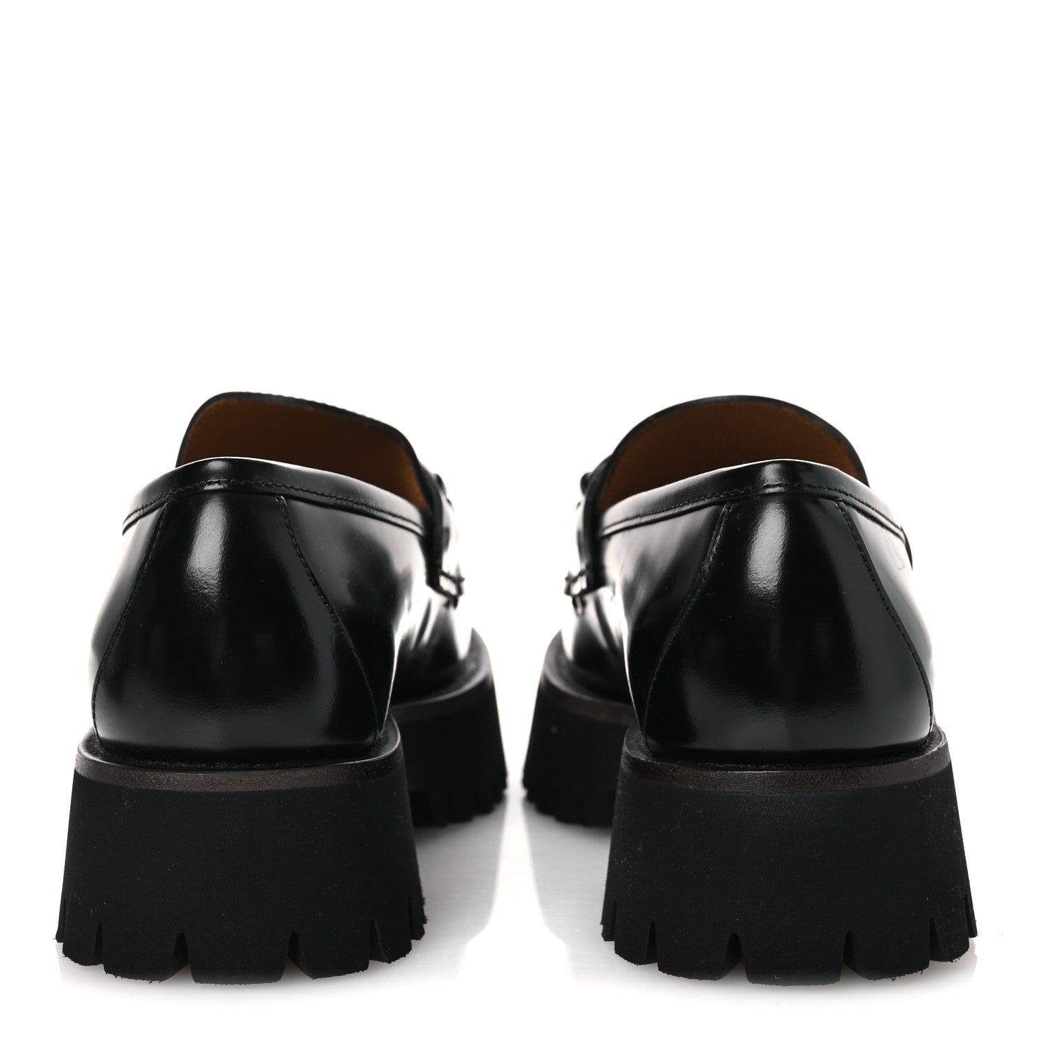 Gucci Cordovan Lux Womens Horsebit 45mm Platform Loafers 37.5 Black
