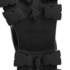 Prada Spazzolato Rois Nylon Metal Triangle Logo Monolith Pouch Pocket 55mm Boots 36.5 Black