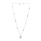 Gucci Sterling Silver Cubic Zirconia Blind For Love Pendant Necklace Pink Blue
