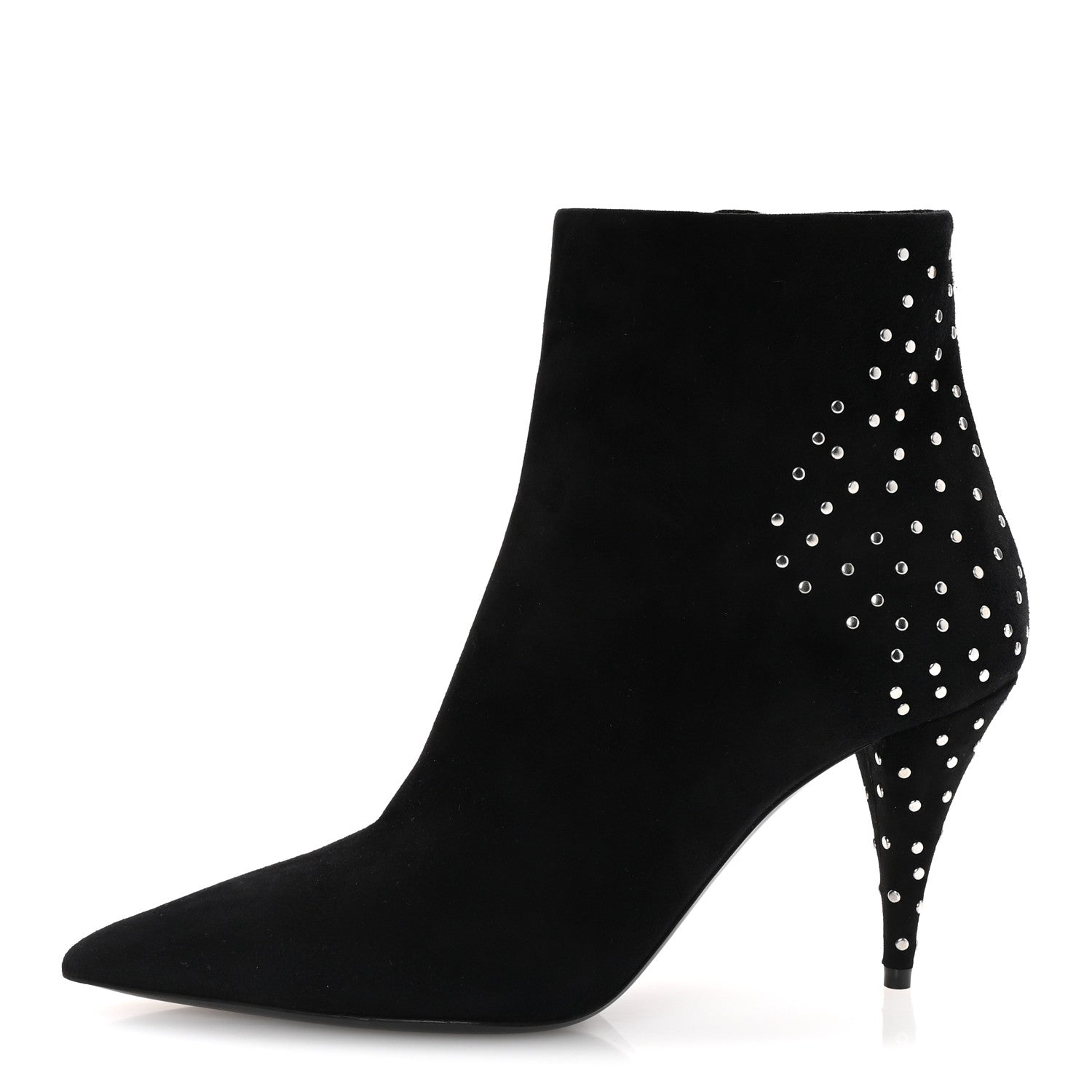 Saint Laurent Suede Studded Kiki 85 Zip Boot 37 Black