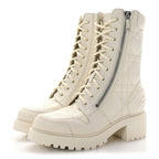 Christian Dior Calfskin Cannage D-Leader Ankle Boots 39.5 White