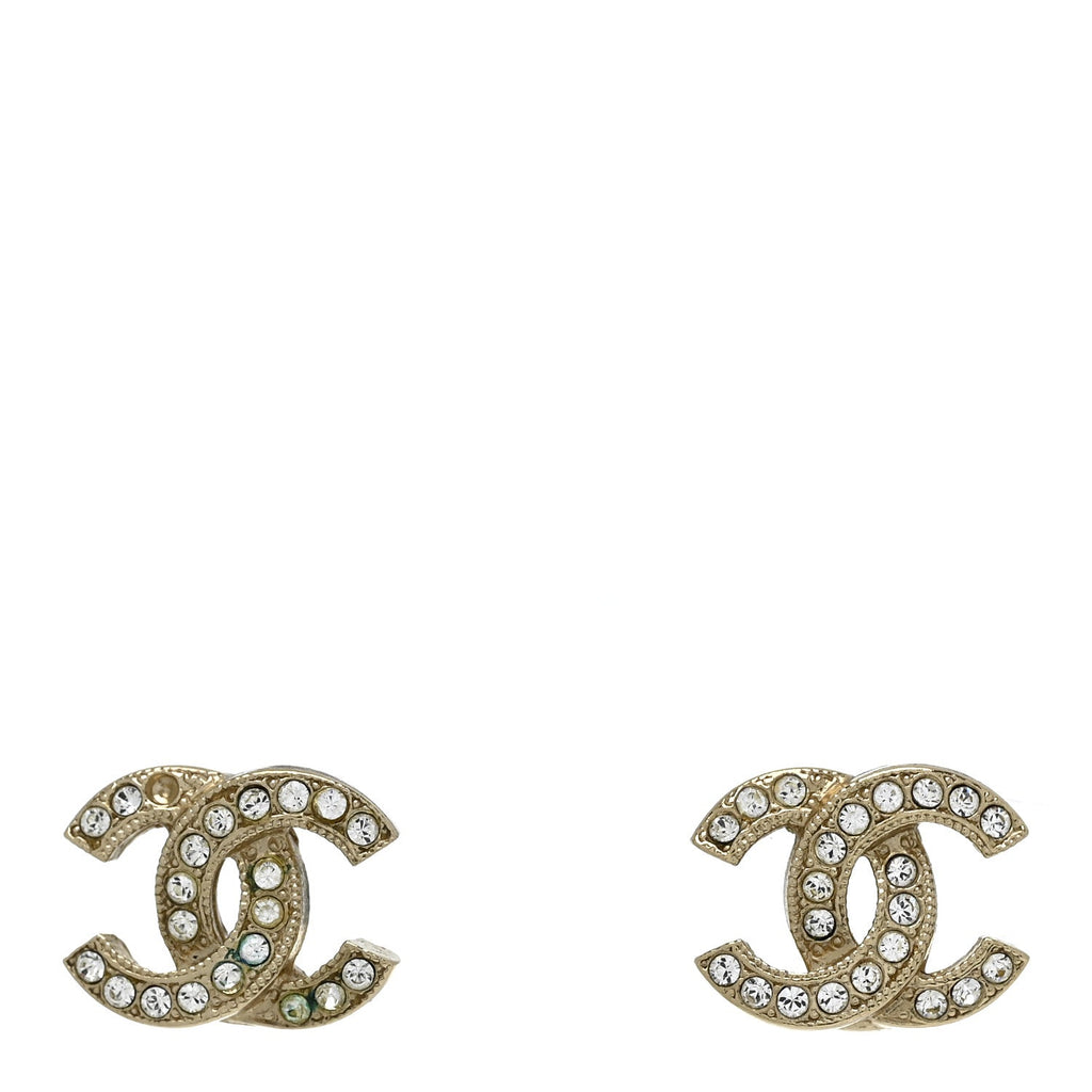 Chanel Crystal CC Earrings Gold