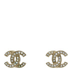 Chanel Crystal CC Earrings Gold