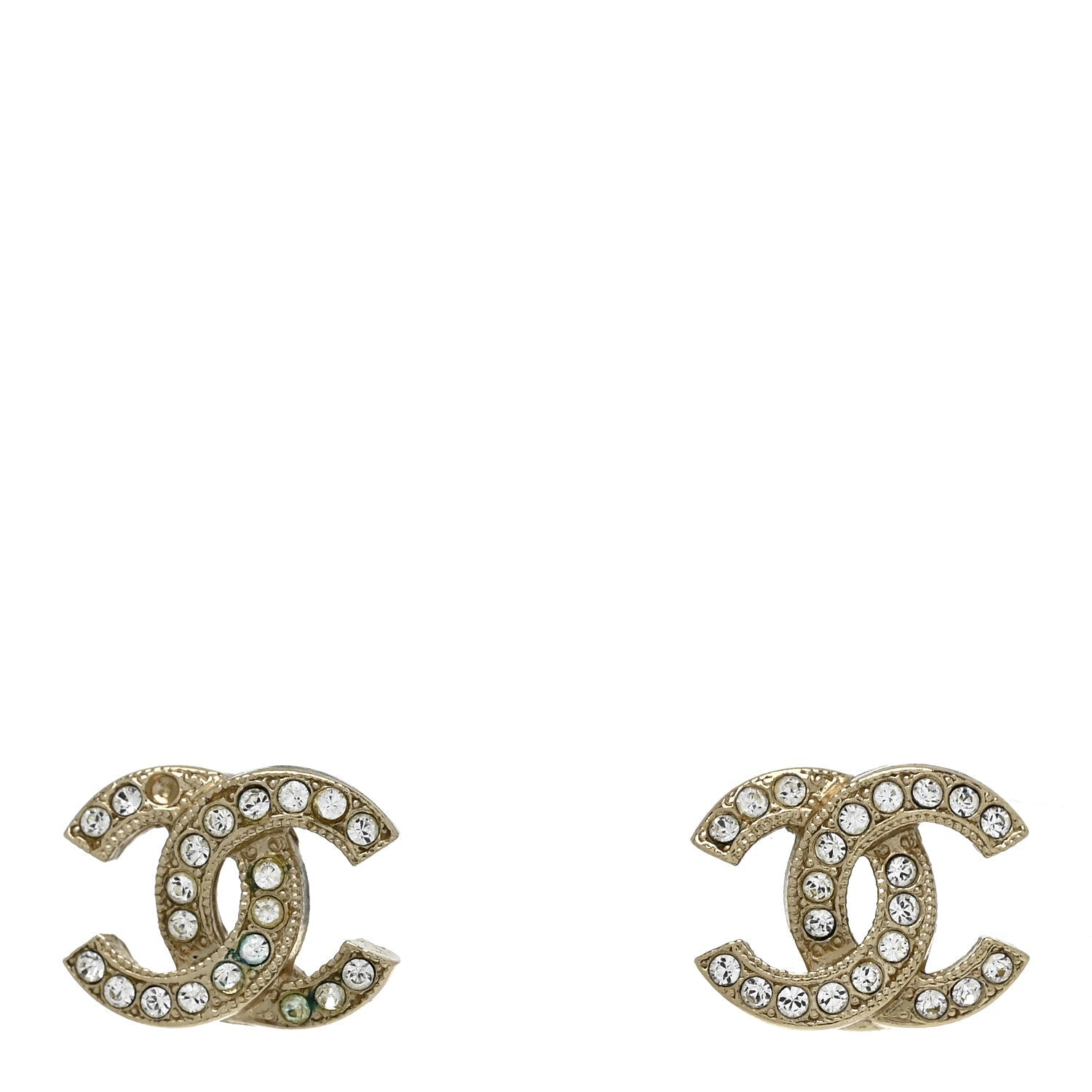 Chanel Crystal CC Earrings Gold