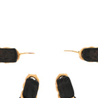 Chanel Lambskin CC Chain Hoop Earrings Gold Black