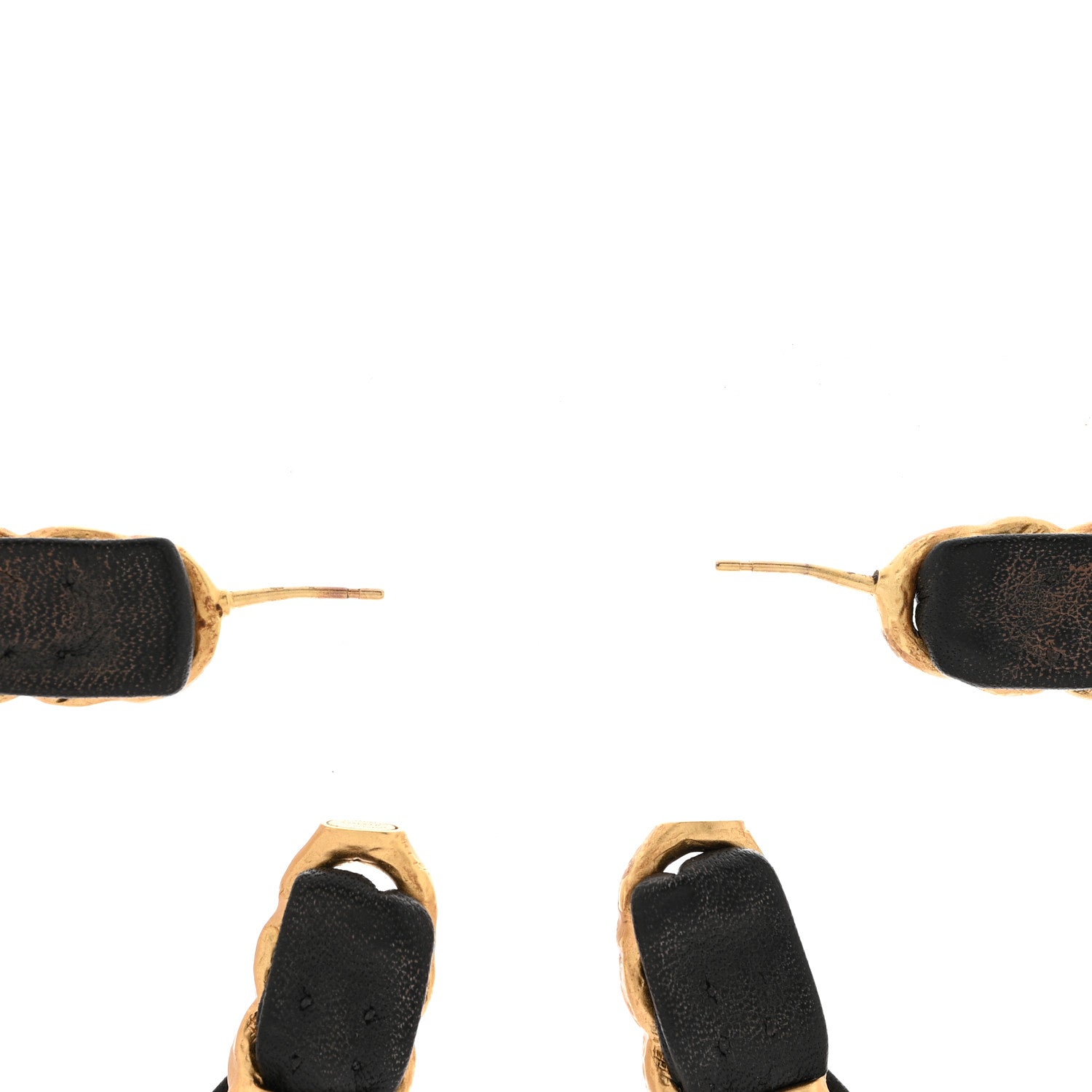Chanel Lambskin CC Chain Hoop Earrings Gold Black