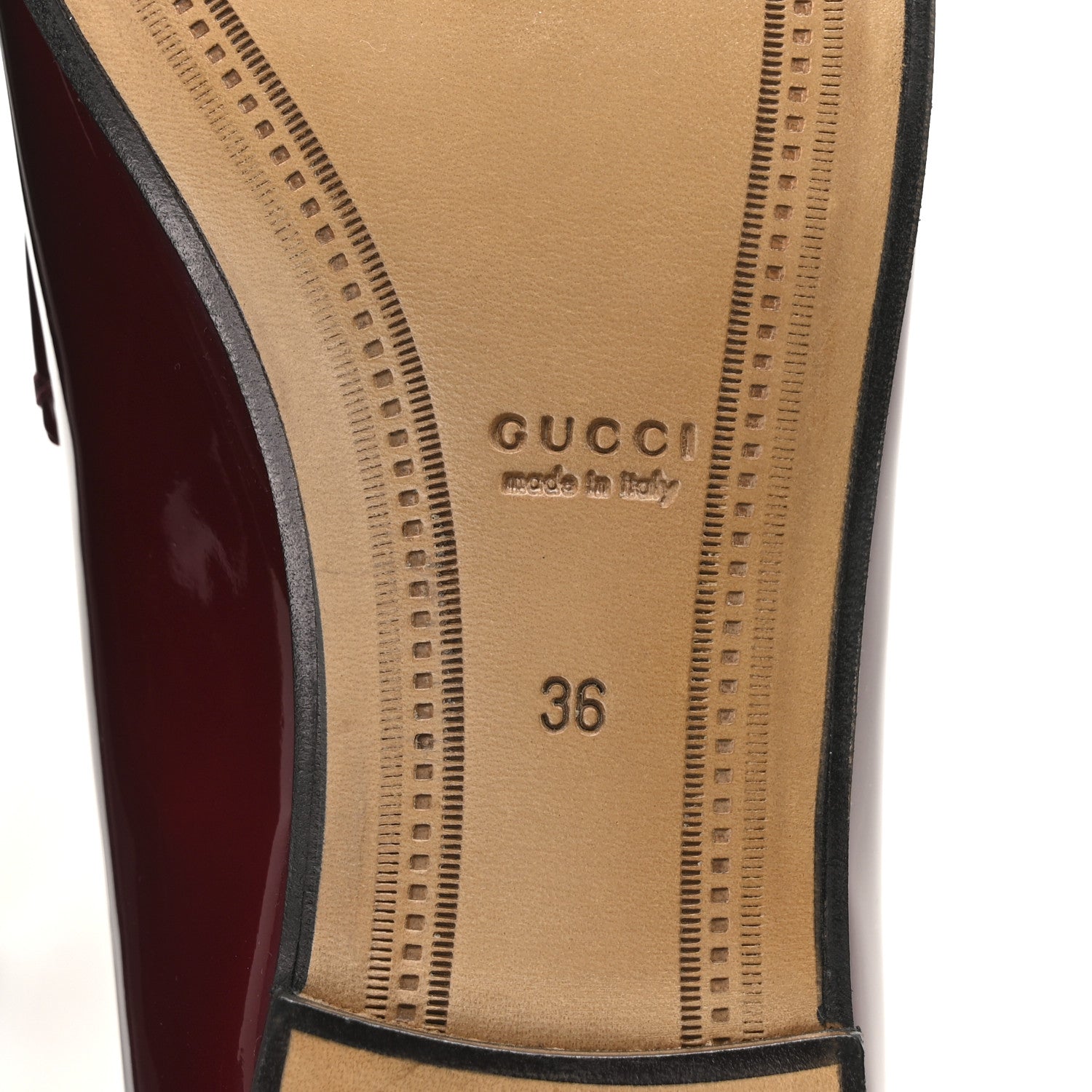 Gucci Vitello Vernice Soft Nappa Womens Jordaan Loafers 36 Rosso Ancora