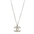 Chanel Baguette Crystal CC Necklace Silver