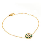 Christian Dior 18K Yellow Gold Diamond Malachite Rose Des Vents Bracelet