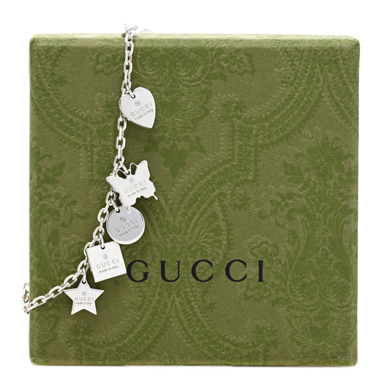 Gucci Sterling Silver Trademark Charm Bracelet