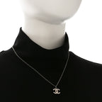 Chanel Crystal Timeless CC Necklace Silver