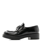 Prada Spazzolato Metal Triangle Logo 50mm Loafers 37.5 Black