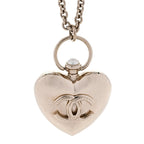 Chanel Metal CC Heart Locket Necklace Gold