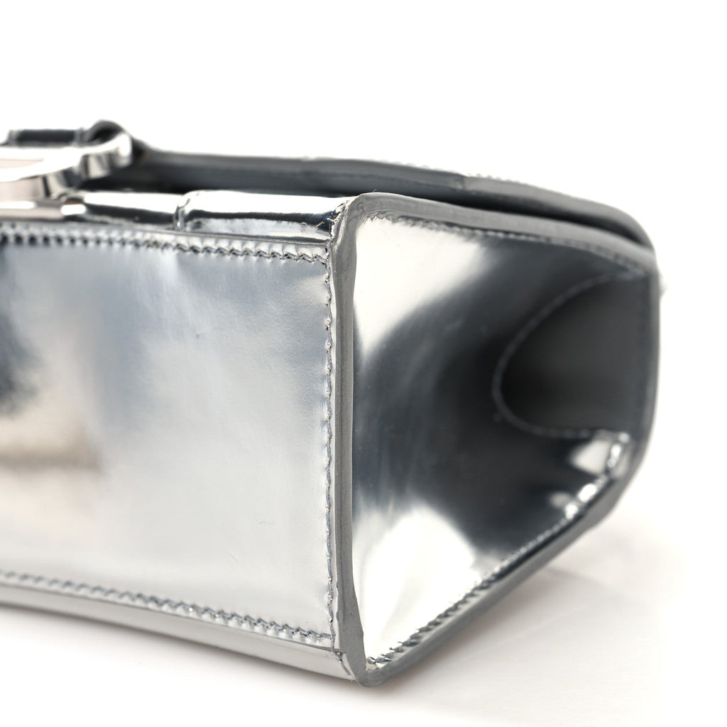 Balenciaga Metallic Calfskin Hourglass Top Handle Bag XS Silver