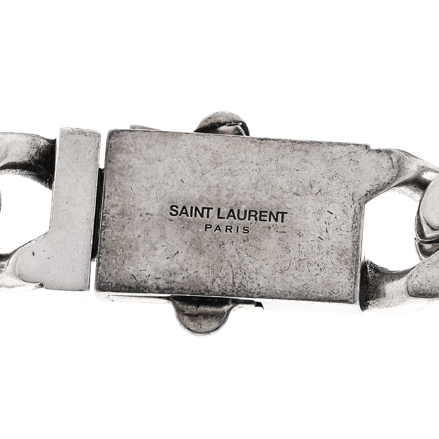 Saint Laurent Metal Curb Chain Necklace Oxidized Silver