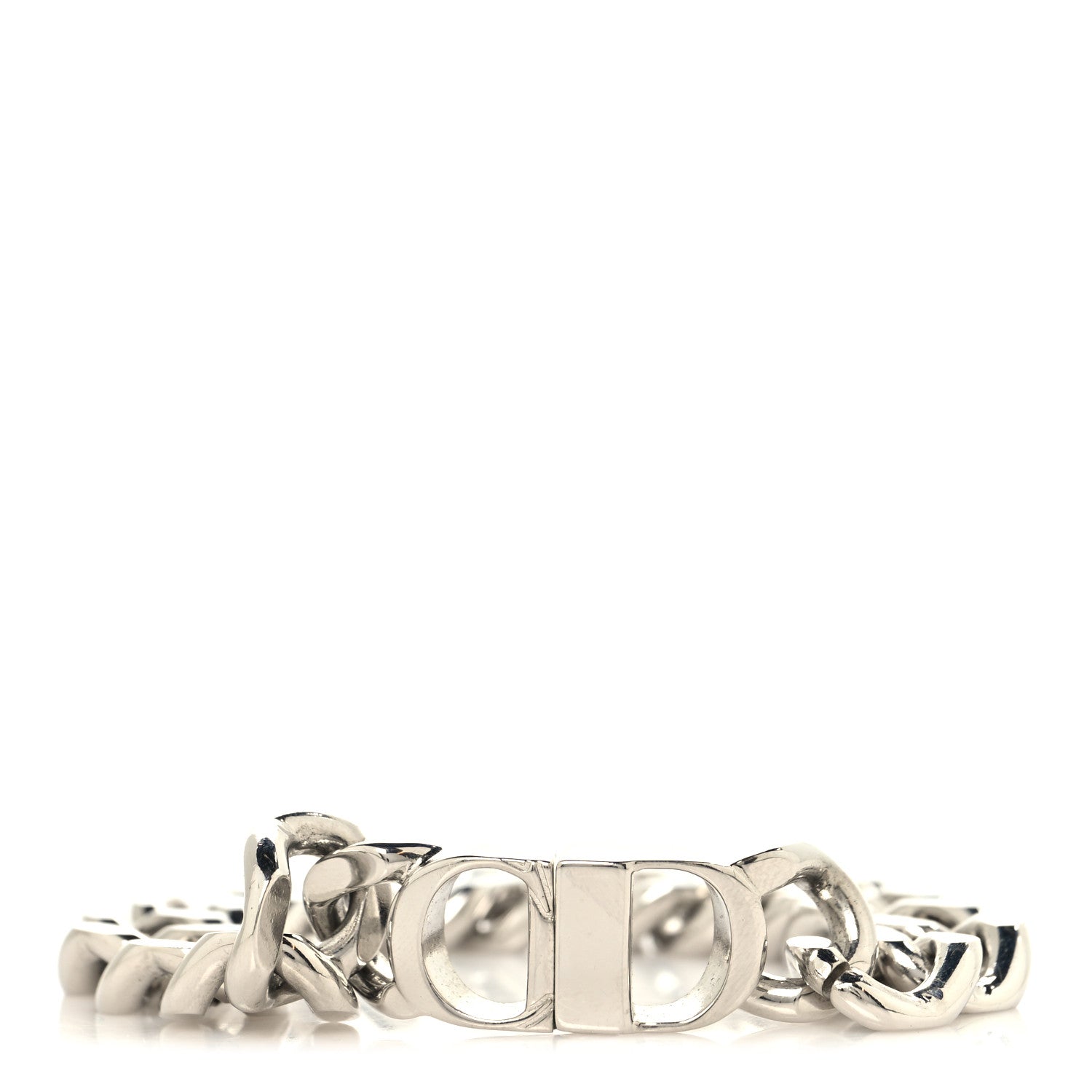 Christian Dior Brass CD Icon Chain Bracelet M Silver