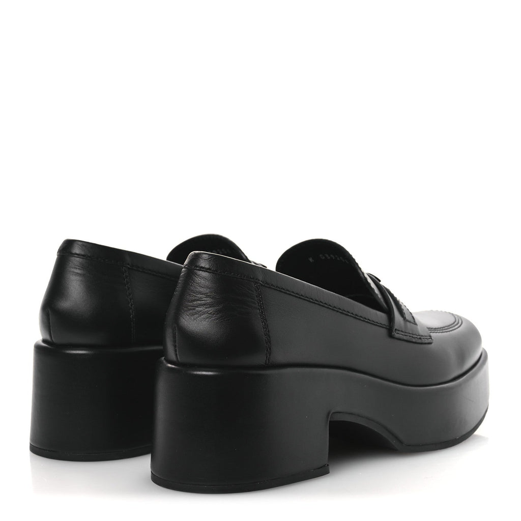 Chanel Calfskin CC Platform Loafers 38 Black