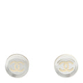 Chanel Mirror Resin CC Earrings Silver