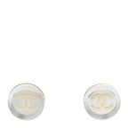 Chanel Mirror Resin CC Earrings Silver