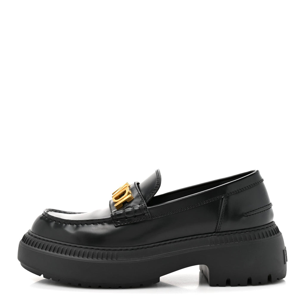 Fendi Vitello Abrasivato Fendigraphy 50mm Loafers 40.5 Black