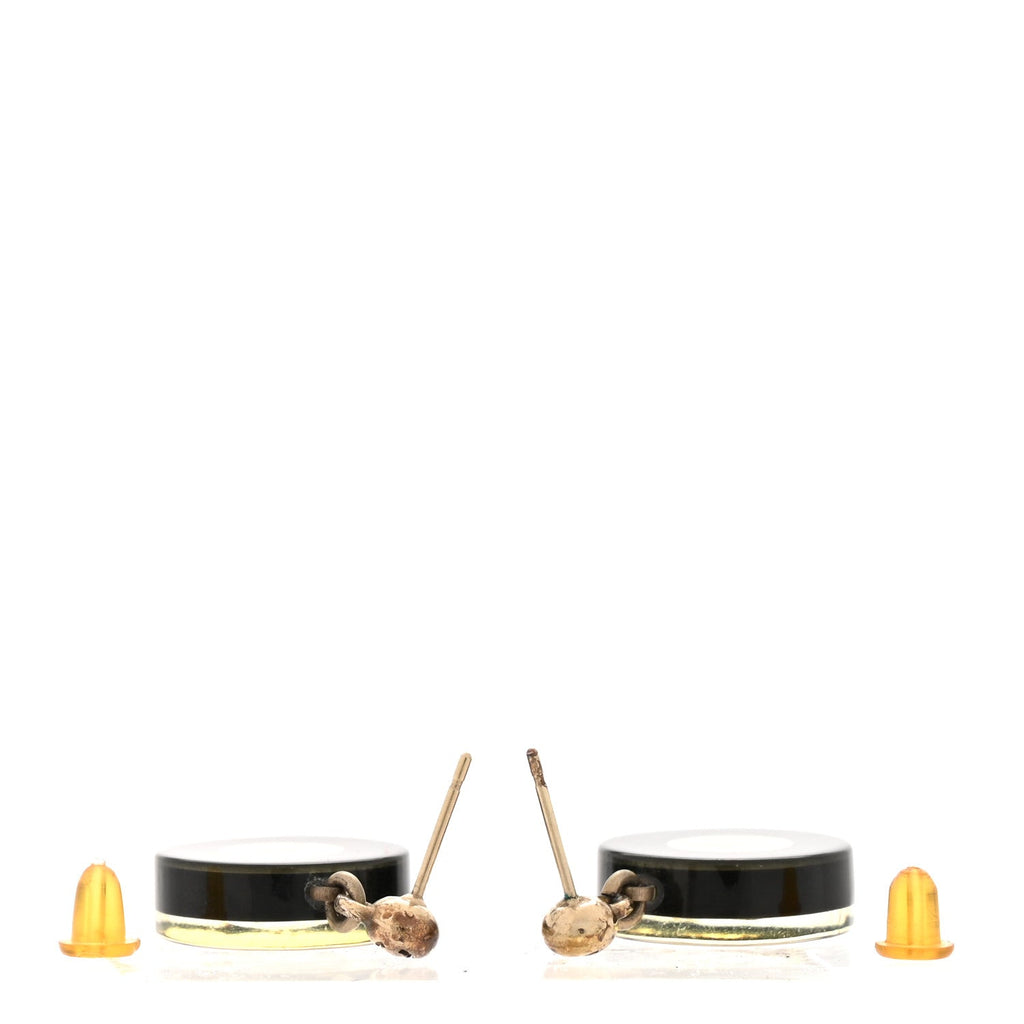 Chanel Resin Crystal CC Drop Earrings Black White