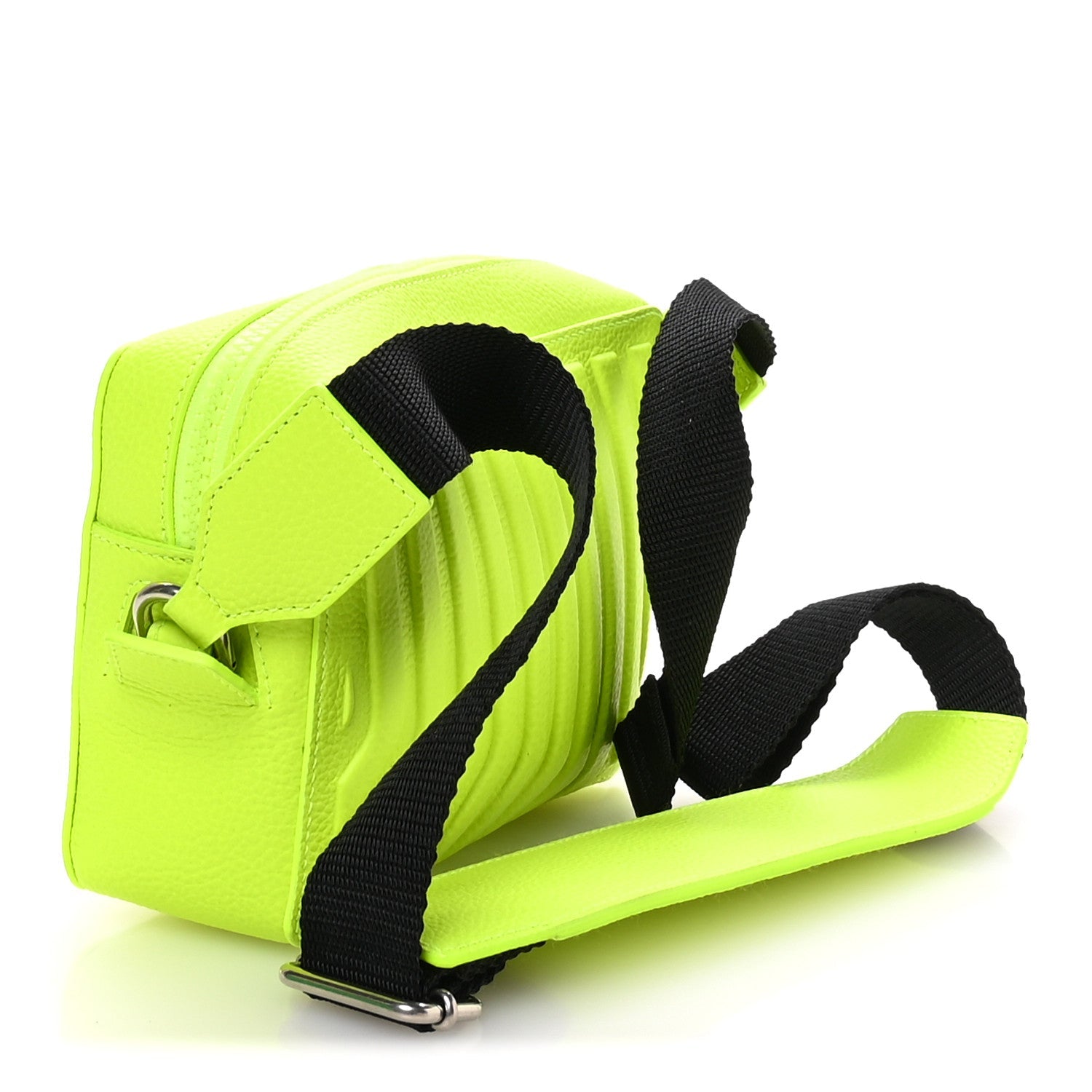 Balenciaga Grained Calfskin Embossed Car Camera Bag Yellow Fluo Black