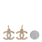 Chanel Crystal Pearls CC Drop Earrings Light Gold