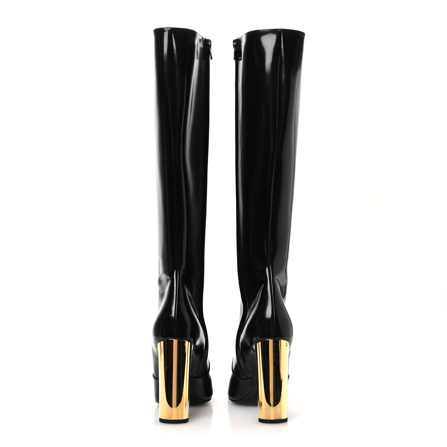 Saint Laurent Glazed Calfskin Auteuil 105mm Zip Boots 38 Black