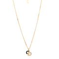 Christian Dior Metal Crystal Enamel CD Necklace Gold Black