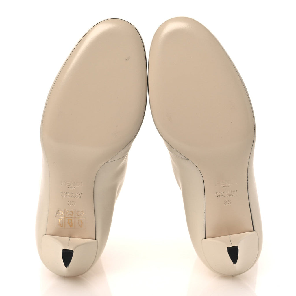 Fendi Vitello Karligraphy Logo FF Ankle Boots 35 White