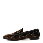 Gucci Velvet GG Monogram Horsebit Womens Jordaan Loafers 40 Brown Black
