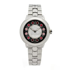Fendi Stainless Steel Mother of Pearl Topaz Spinel 38mm Ishine Rotating Gem Two Tone Quartz Watch Black