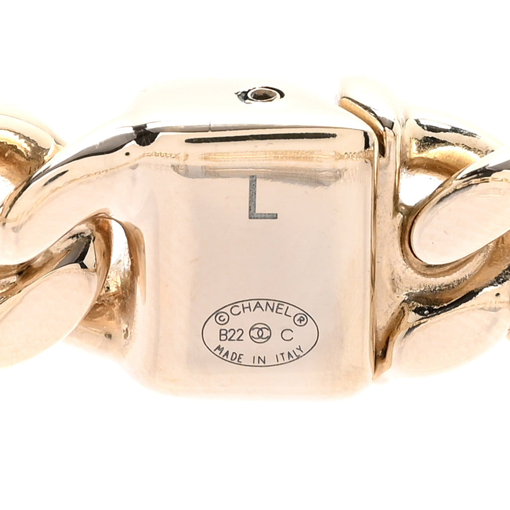 Chanel Metal CC Chain Link Choker Necklace L Gold