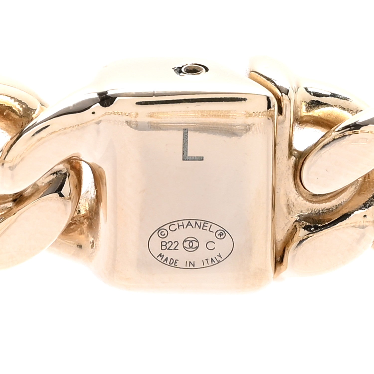 Chanel Metal CC Chain Link Choker Necklace L Gold