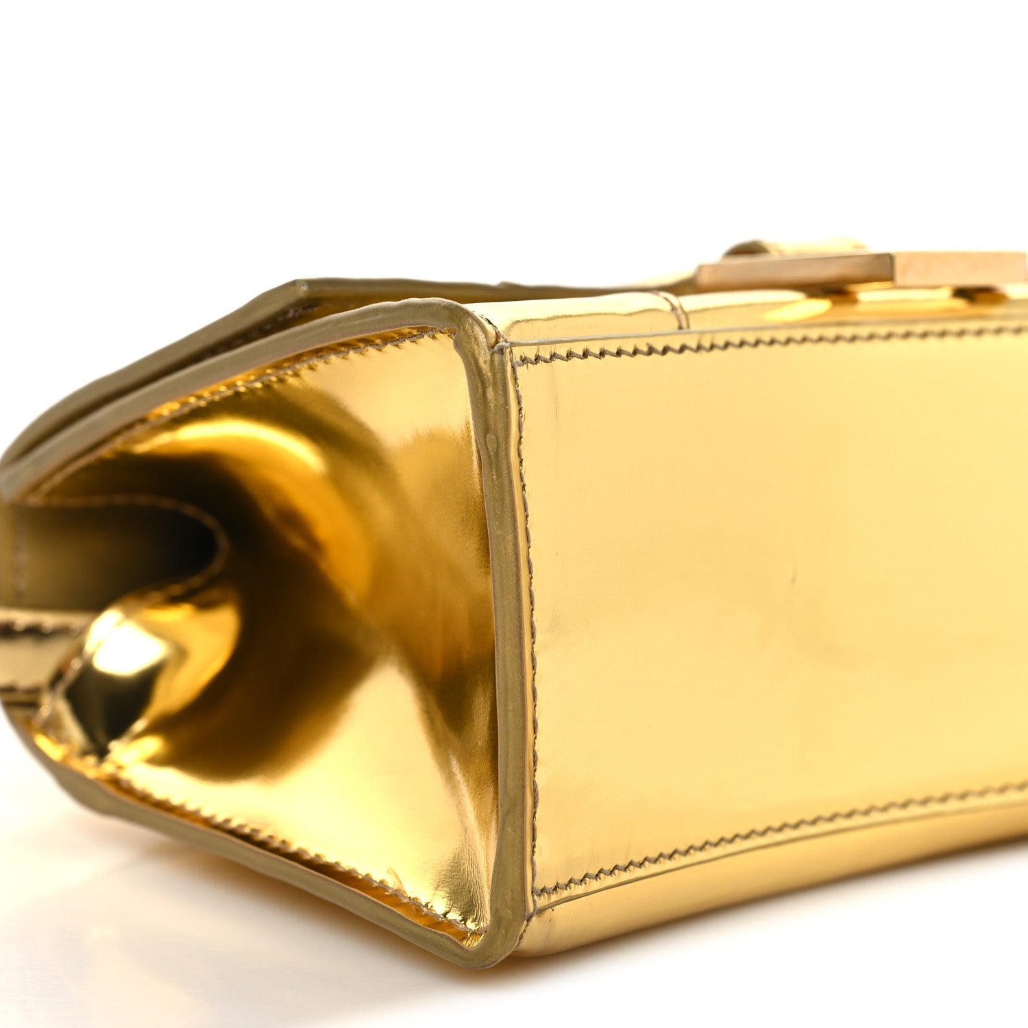 Balenciaga Mirror Calfskin Hourglass Top Handle Bag XS Gold