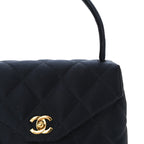 Chanel Satin Quilted Kelly Flap Bag Navy