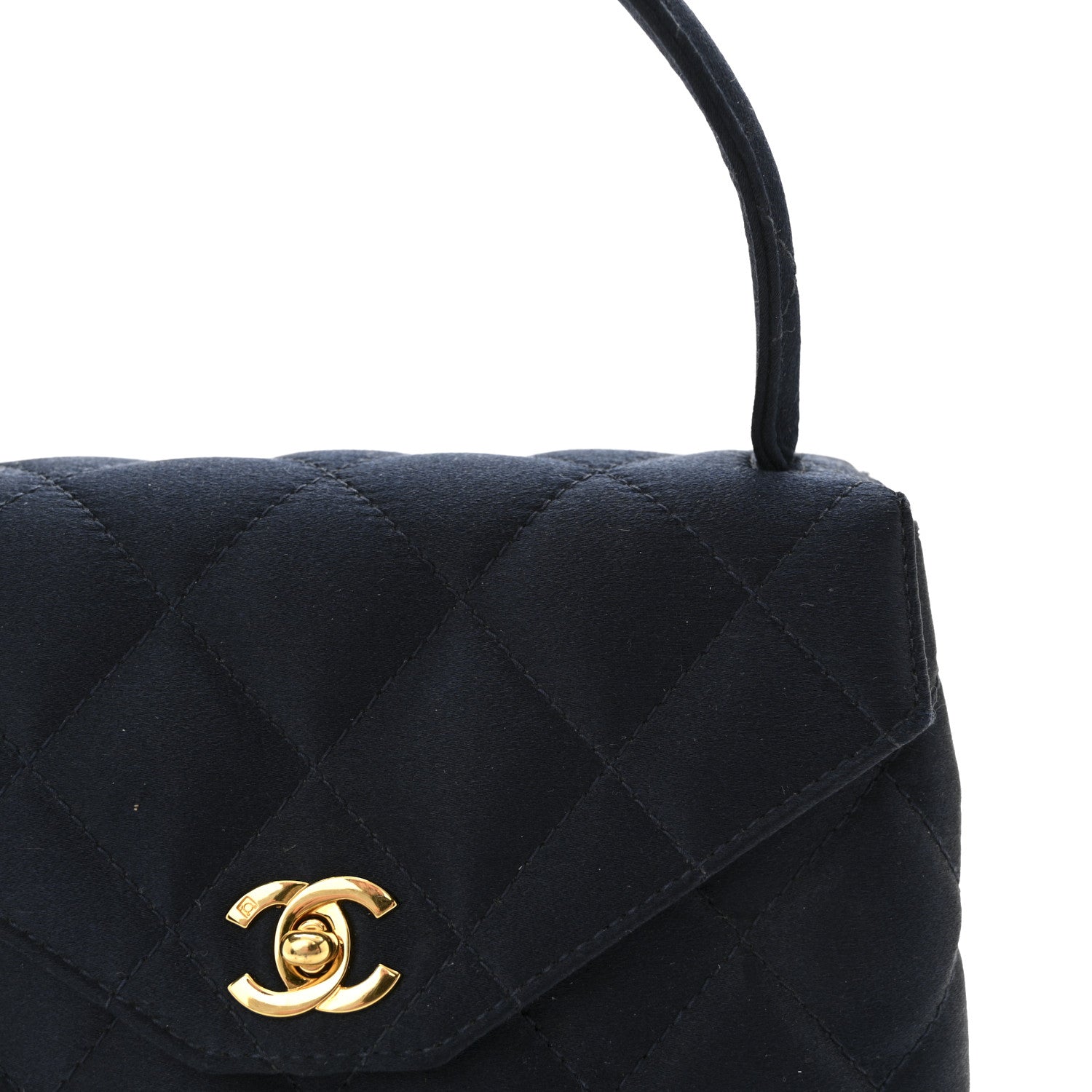Chanel Satin Quilted Kelly Flap Bag Navy