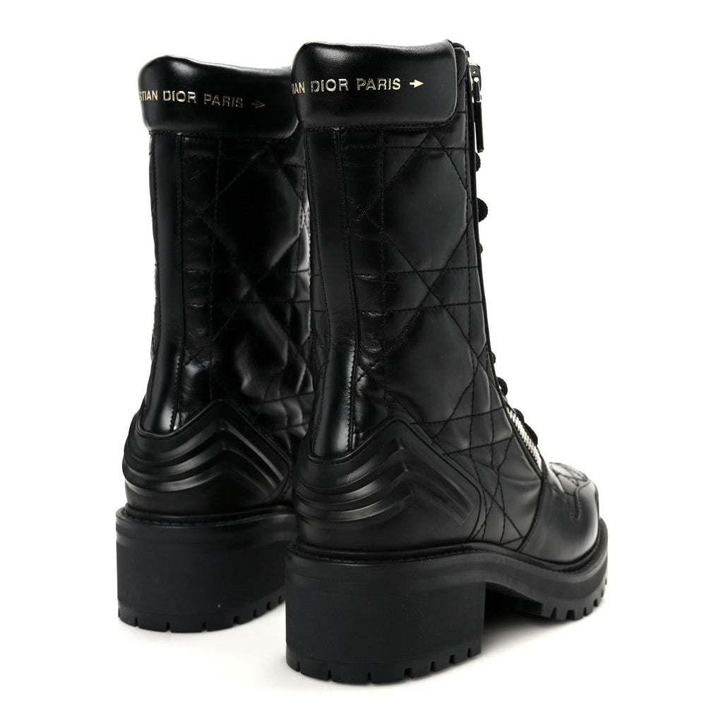 Christian Dior Calfskin Cannage D-Leader Ankle Boots 37.5 Black